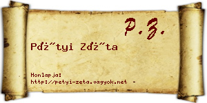 Pétyi Zéta névjegykártya
